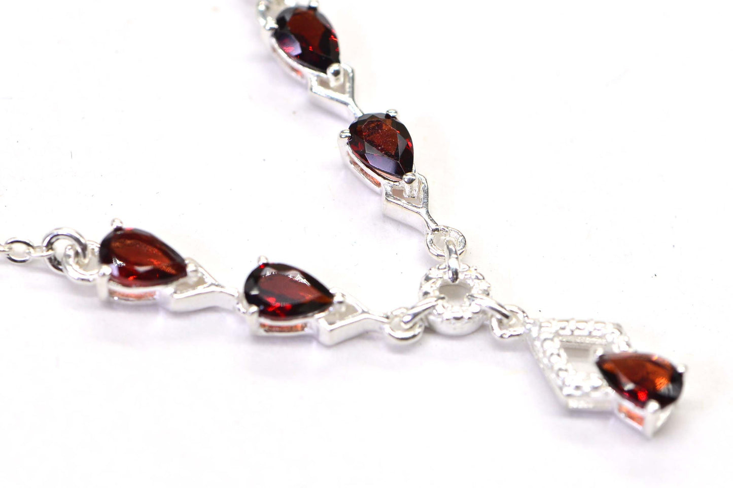 Natural Peridot Sterling Silver Necklace, Prong Set Pear Choker