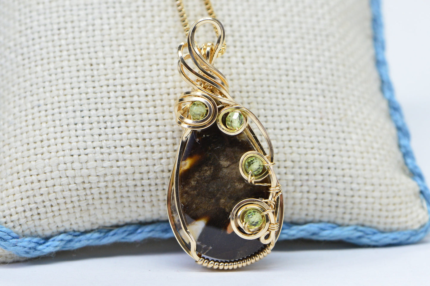 Malidano Jasper Wire Wrapped Pendant 14K Gold Filled Gemstone Birthday Gift For Her
