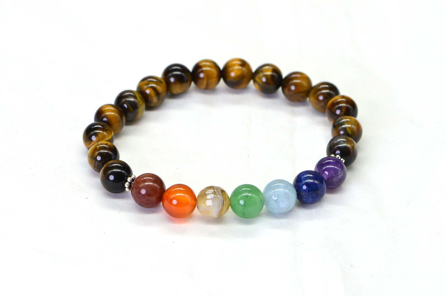 Tiger Eye Chakra Bracelet: Rainbow Gemstone Healing Crystals