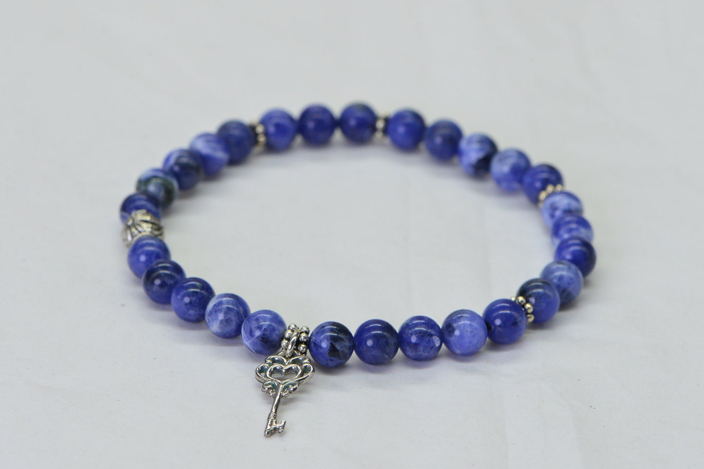 6mm Sodalite Beaded Bracelet: Blue Gemstone Yoga Bracelet