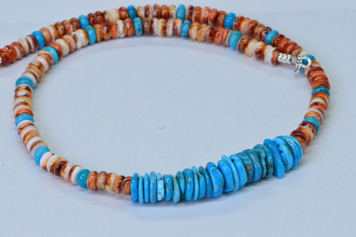 Spiny Oyster Shell Turquoise Sleeping Beauty Necklace Choker Sterling Silver Gemstone necklace