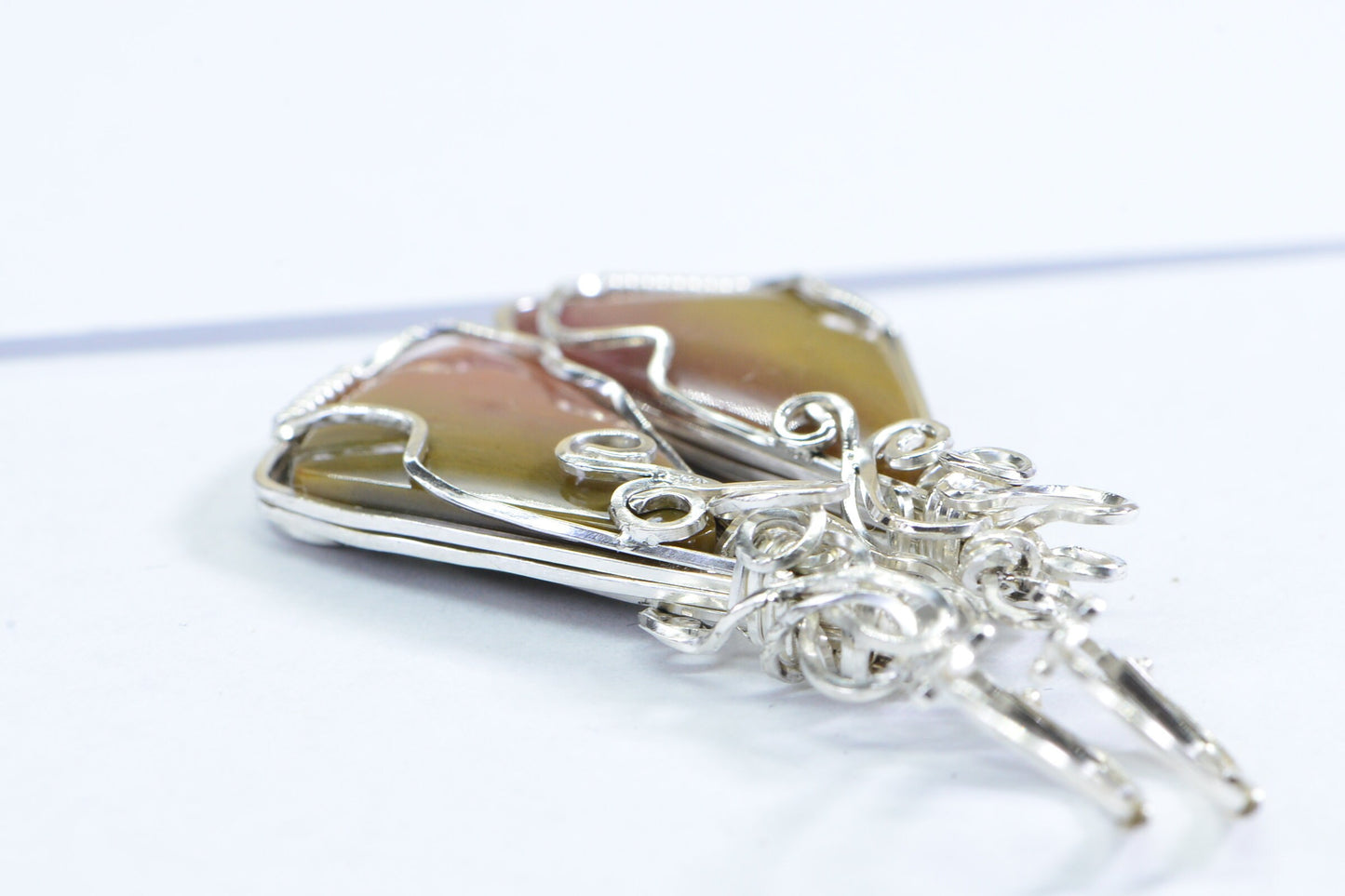 Imperial Jasper Sterling Silver Earrings, Wire Wrapped Teardrop Jewelry