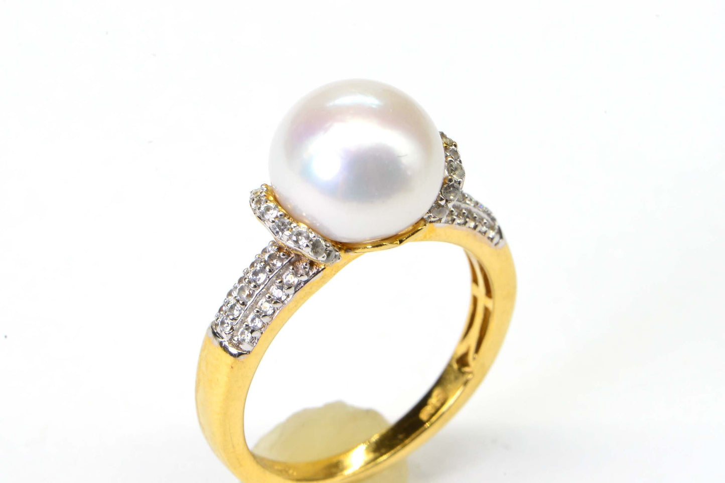 Genuine South Sea Golden Pearl Ring 14K Yellow Gold Over Sterling Silver