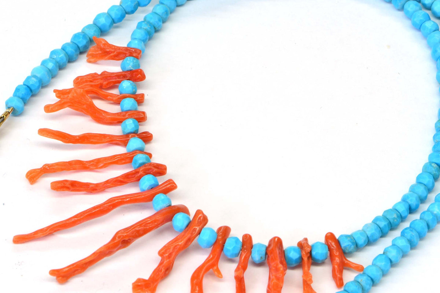 Turquoise and Coral Necklace, 14k Gold filled one layer necklace, Gift For Women