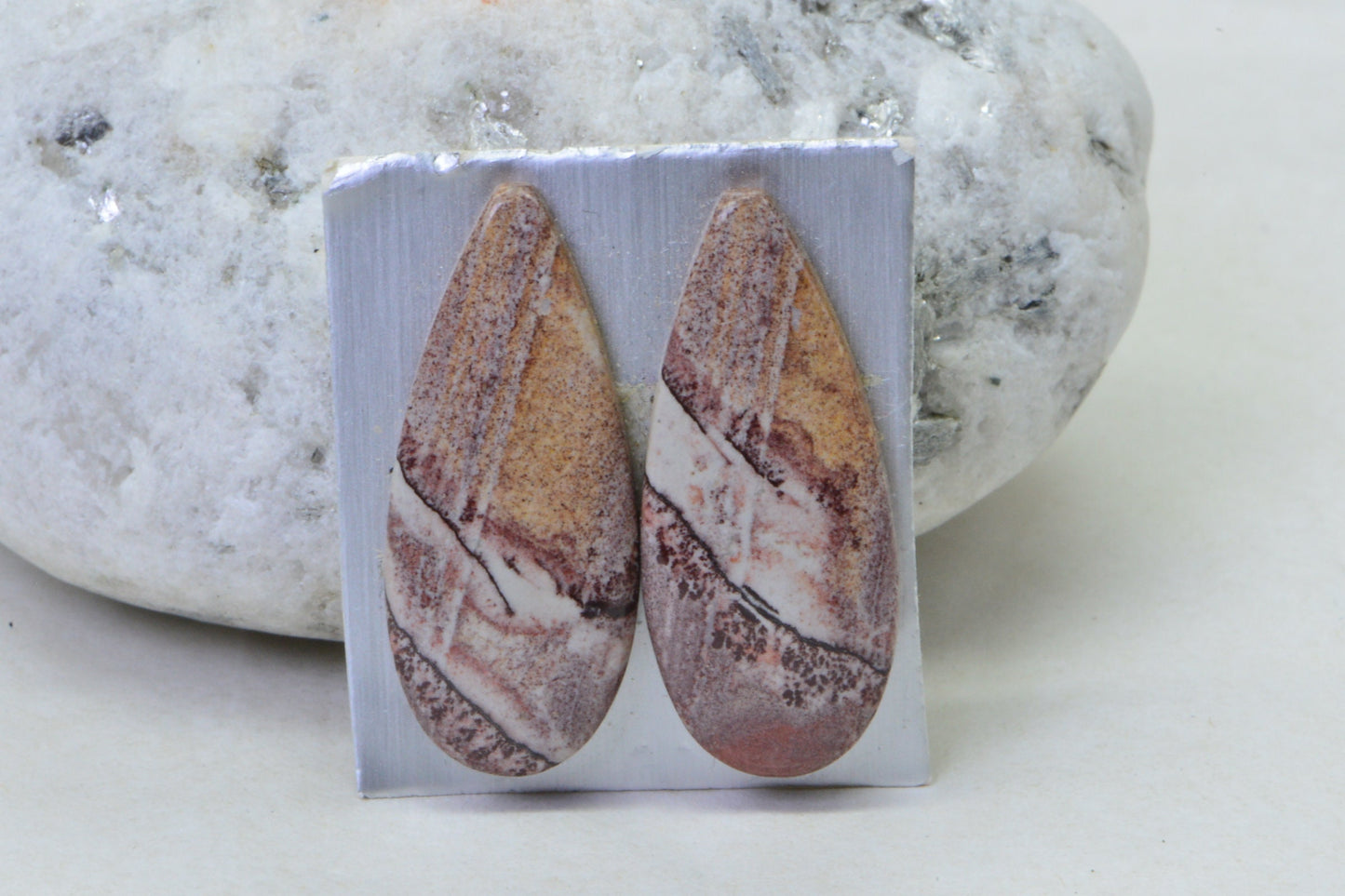 Sonora Jasper Cabochon Matches Pairs Teardrop Undrilled Cabochon Mocha Brown Wire wrapped Jewelry Supply