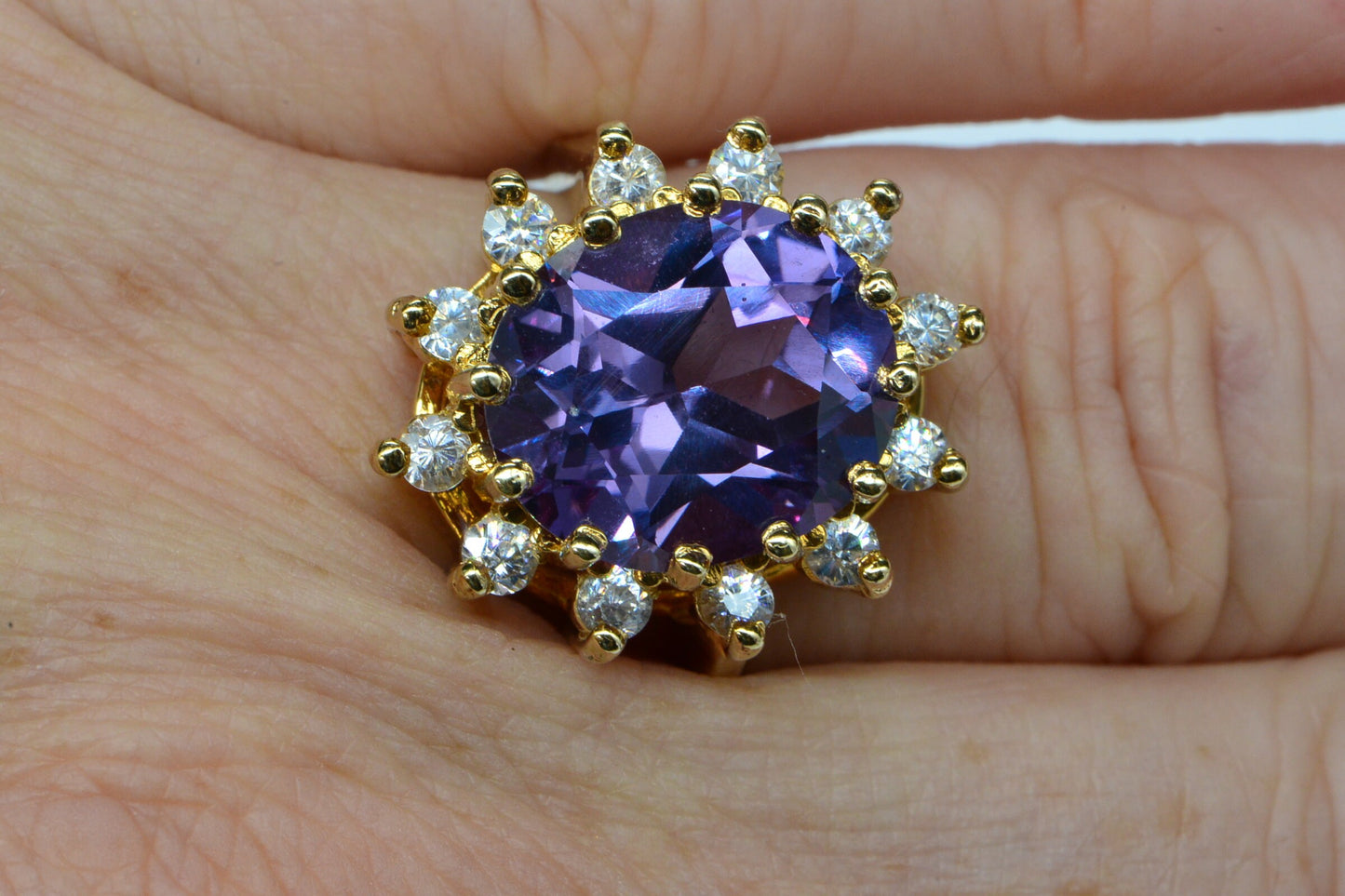 Alexandrite Change Color Diamond Accent 14K Yellow Gold over Sterling silver