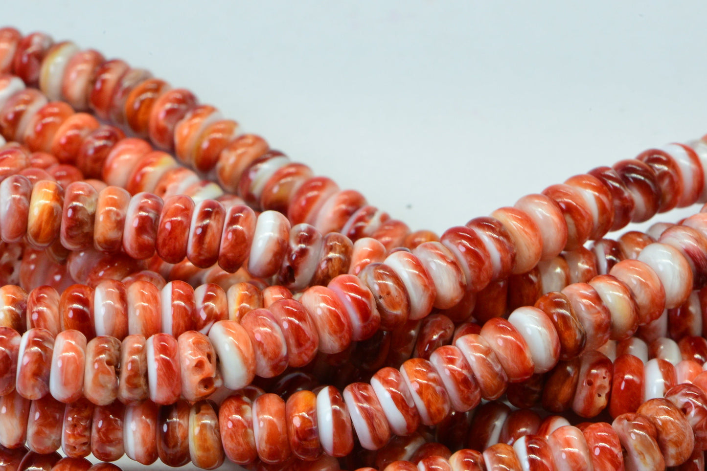 6mm Spiny Oyster Shell Rondelle Beads: Bright Orange Jewelry Making Supplies