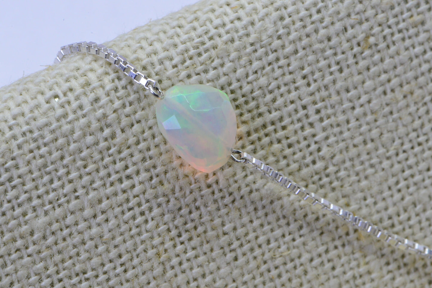 Dainty Ethiopian Welo Opal Necklace: Sterling Silver October Birthstone