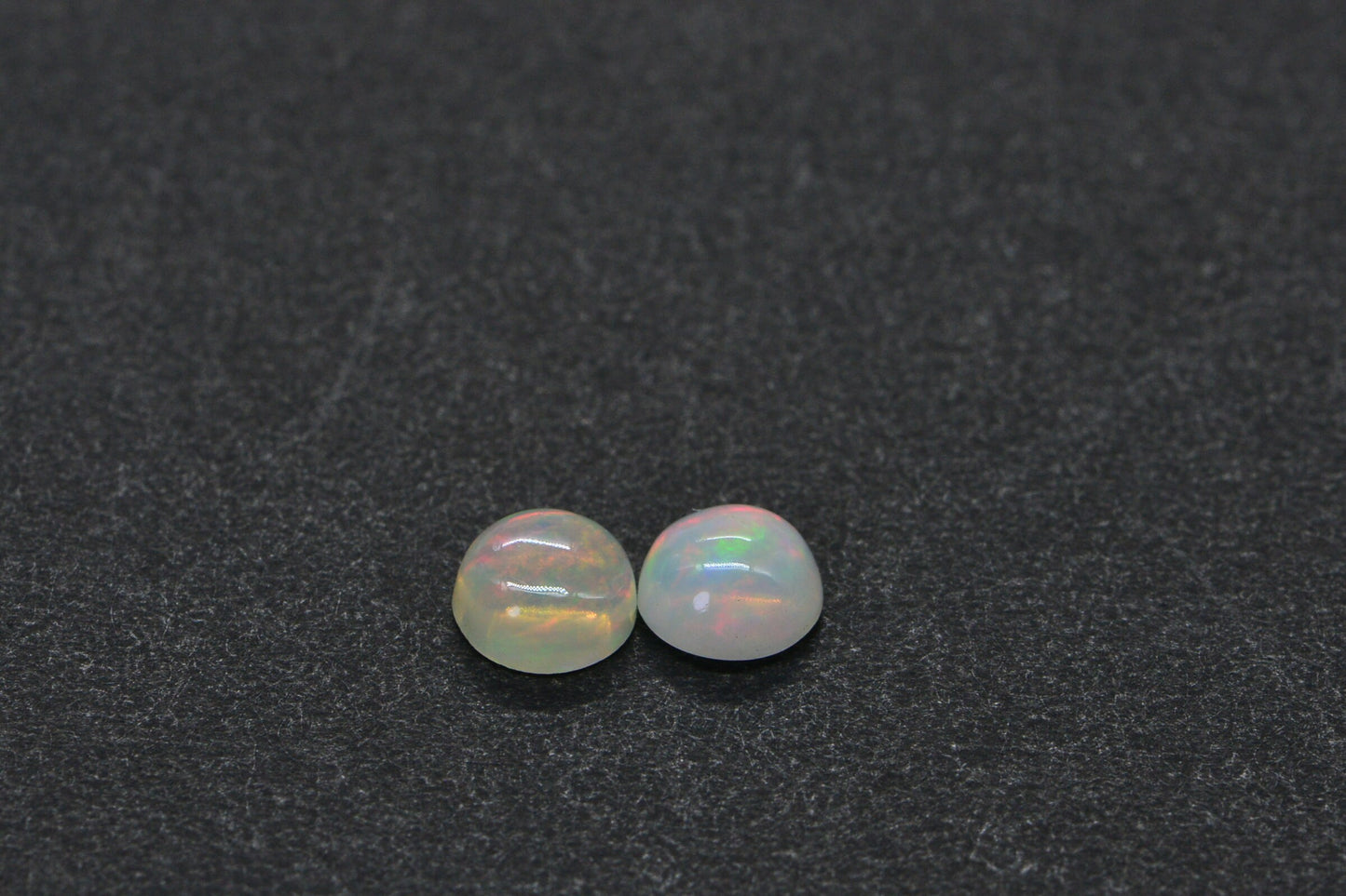 5mm Ethiopian Welo Opal Cabochon Matched Pair: Natural Round Opals