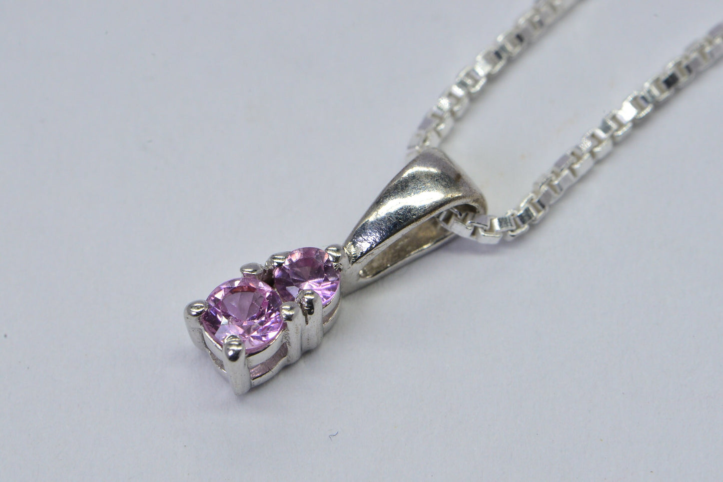 Petite Pink Topaz Sterling Silver Pendant Necklace - 18 inch