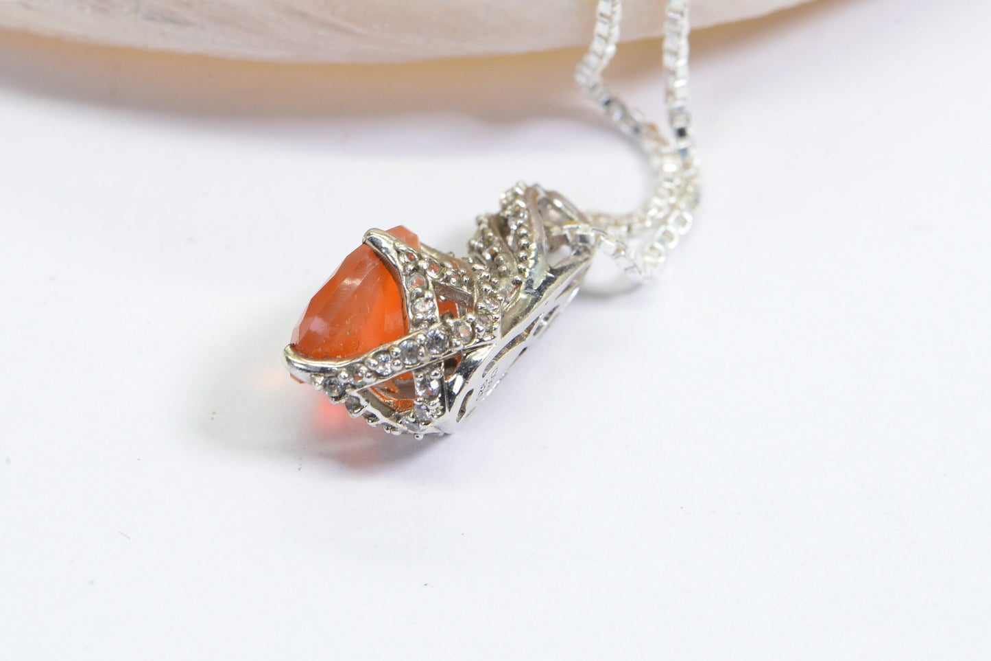 Mexican Fire Opal Pendant Tiny Pendant Brilliant Multi stone Small Orange Gemstone Necklace