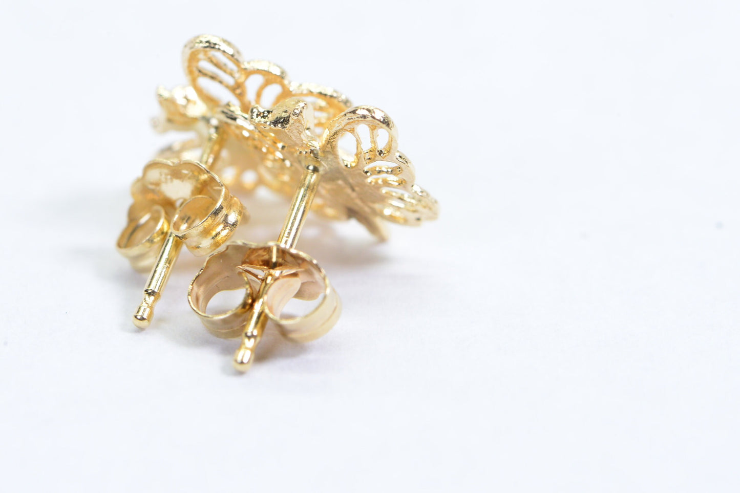 14K Yellow Gold Tiny Butterfly Stud Earrings