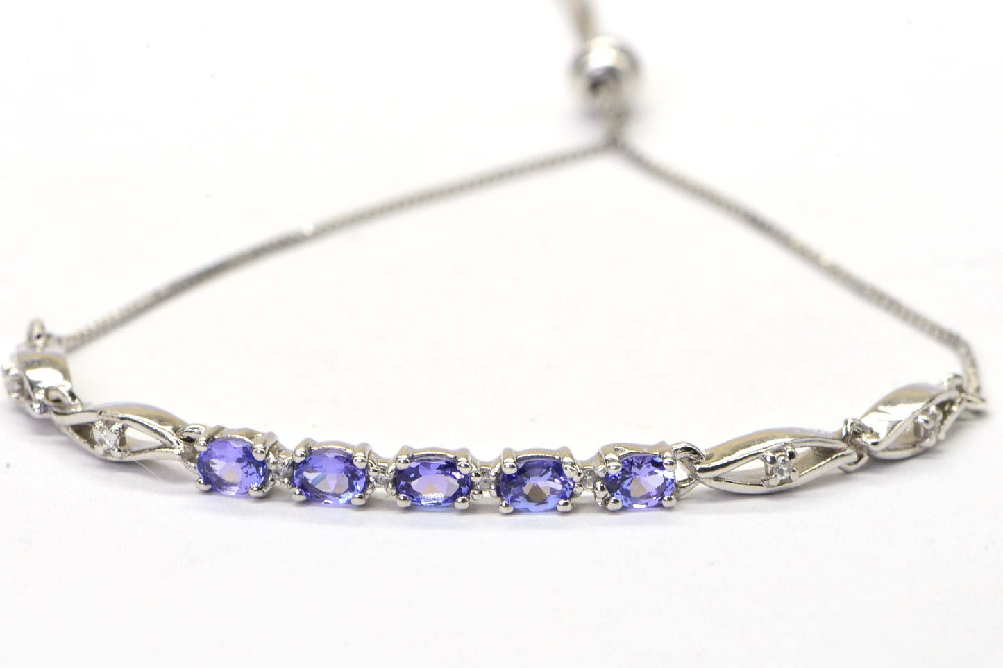 Tanzanite Bracelet Bolo Adjusted Bracelet in Platinum Over 925 Sterling Silver