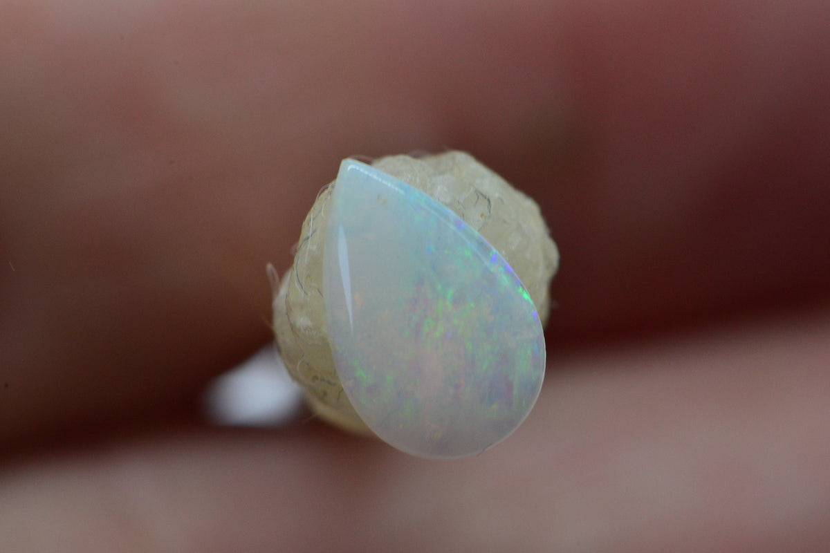 Australian White Solid Opal PEAR Cabochon 9X6mm Opal for ring earrings