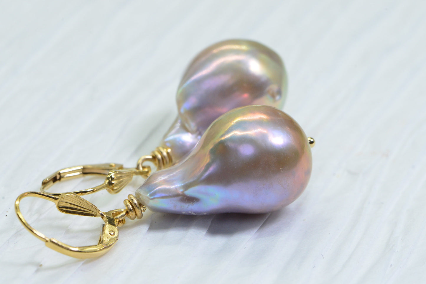 Handmade 14k Gold Filled Pink Pearl Earrings, Kasumi Like Pearl