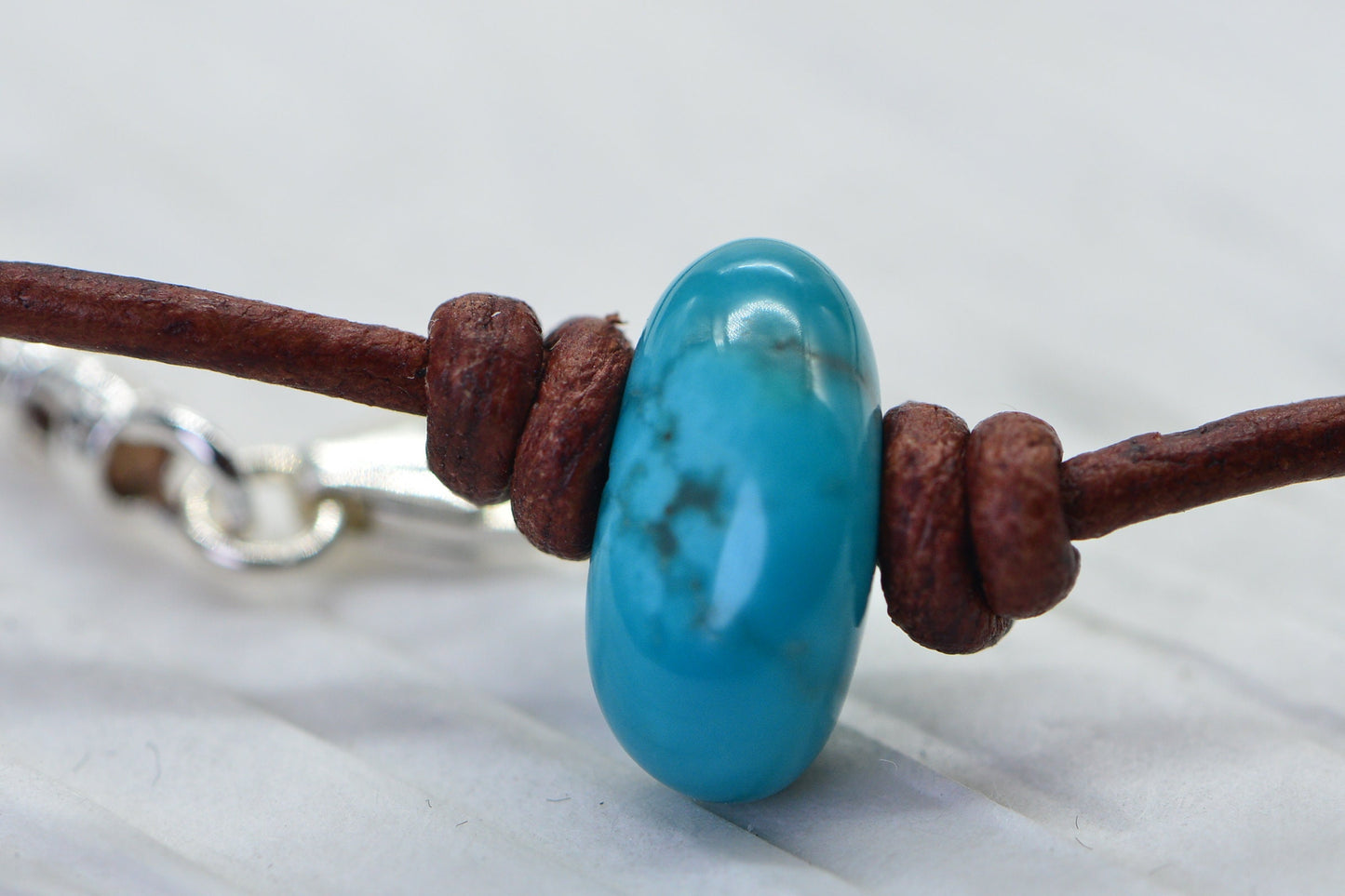 Sleeping Beauty Turquoise Necklace: Raw Nugget, Leather Choker