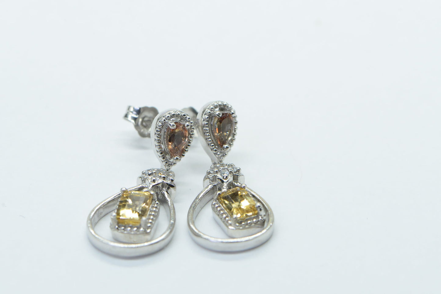 Sterling Silver Zultanite Citrine Dangle Earrings: Turkish Diaspore Teardrop Set