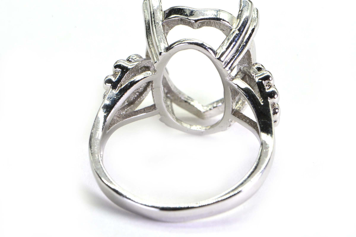 Sterling Silver Oval 14X10mm Ring Mounting: Zircon Engagement Setting, Size 6