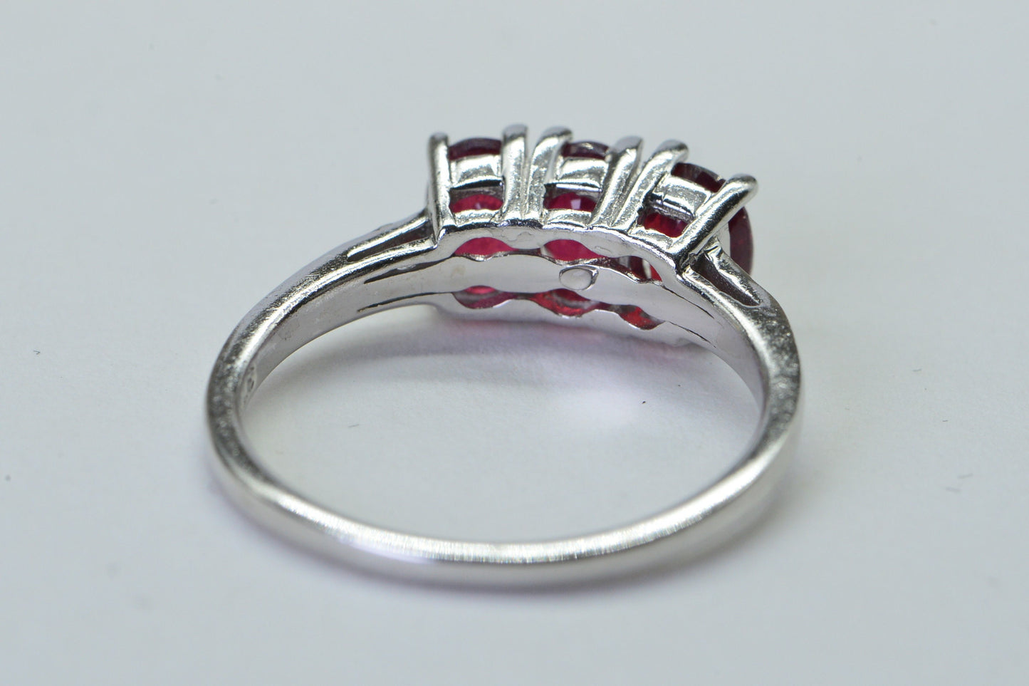 Genuine Ruby Ring Trilogy Engagement Ring Sterling Silver Birthstone Gemstone