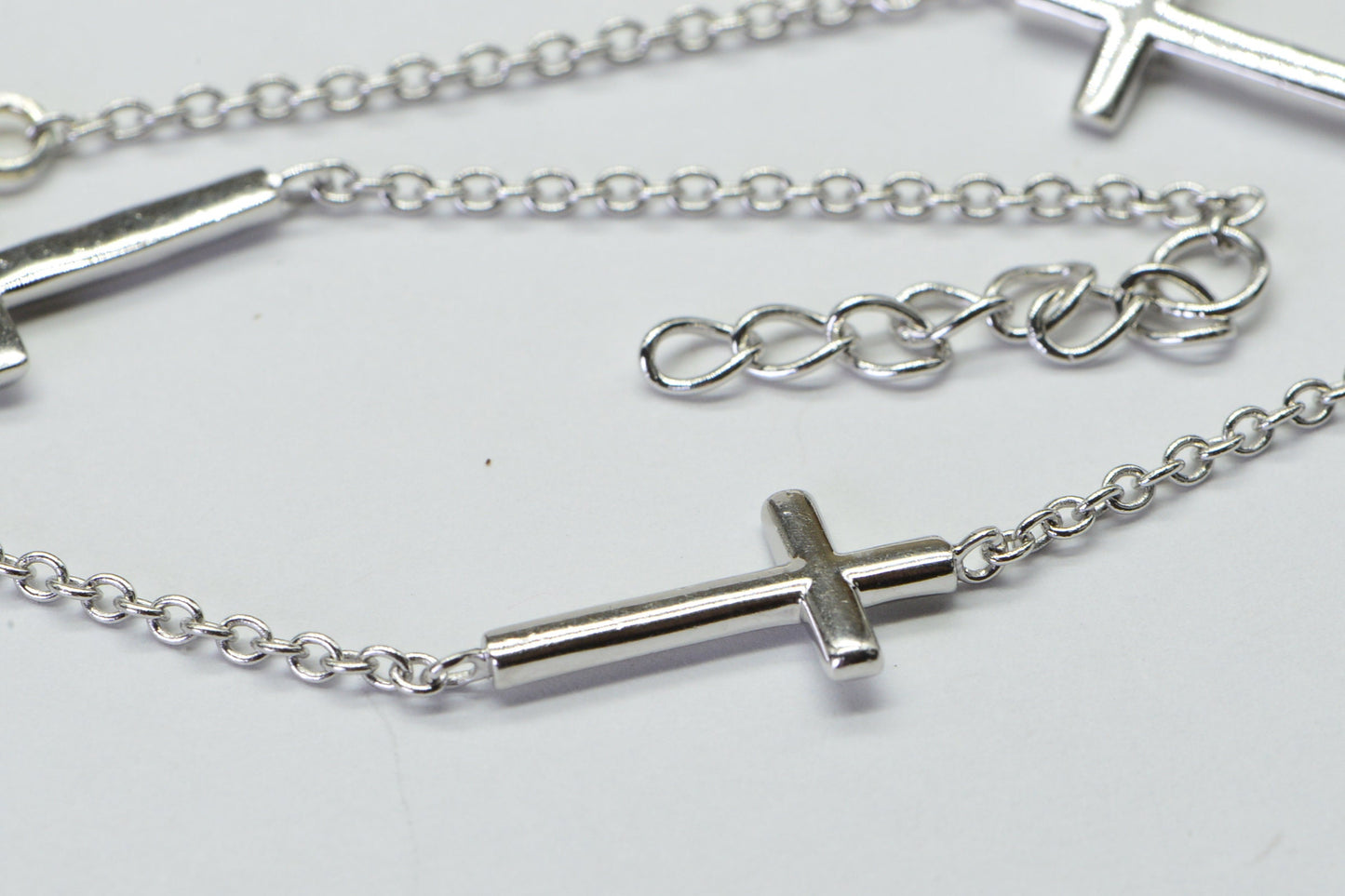 Sterling Silver Cross Charm Bracelet: Minimalist Religious Jewelry