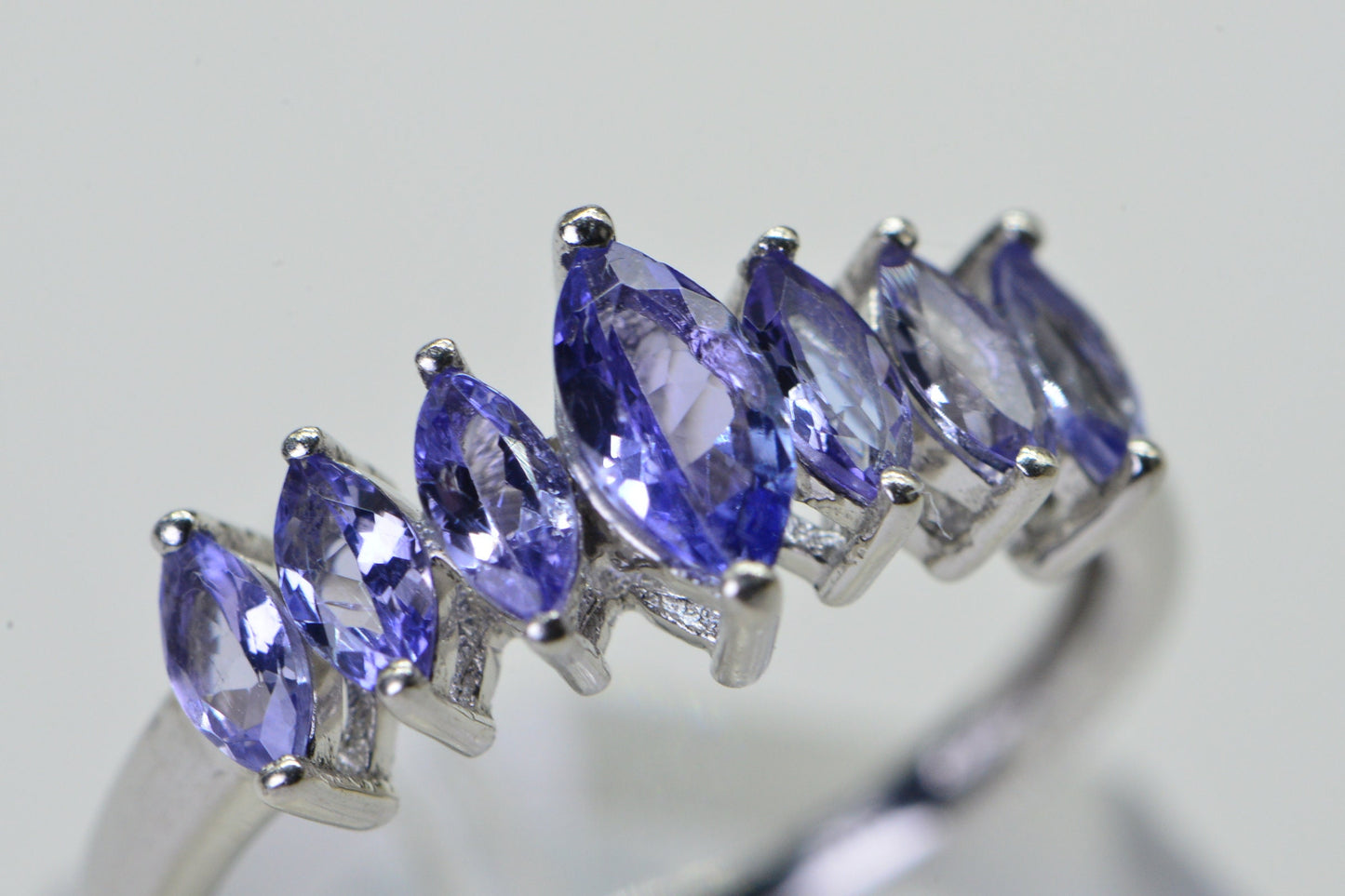 reserved Tanzanite Marquise Cluster Ring custom size 9 Sterling Silver Band, December Birthstone