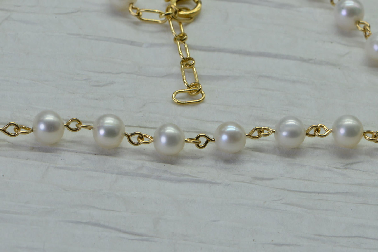 Freshwater Pearl Rosary Choker: 14K Yellow Gold Filled Wire Wrap