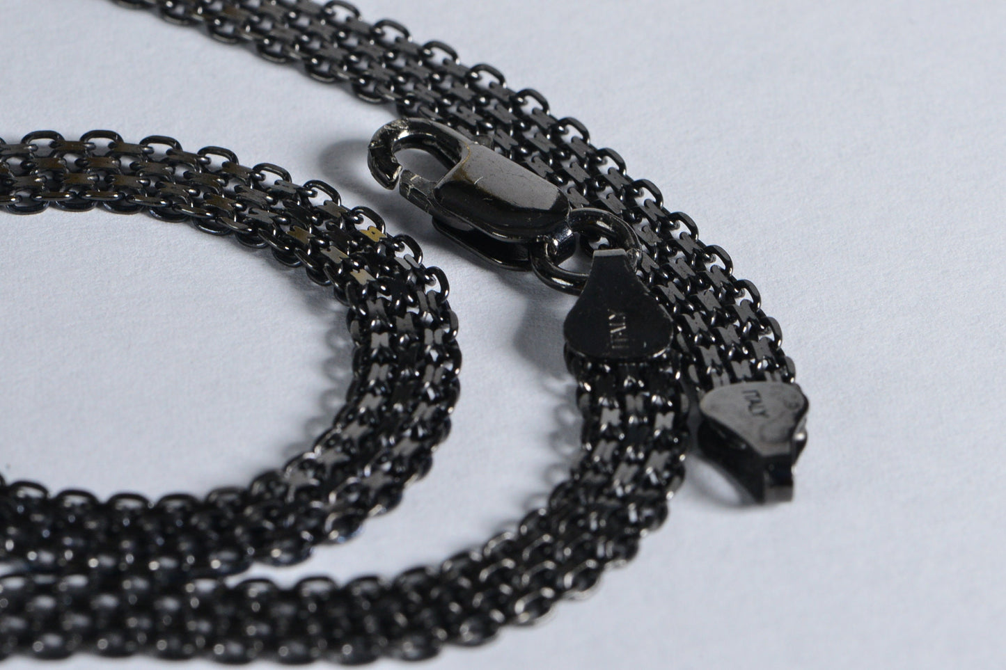 Black Gold Vermeil Bismarck Chain Necklace: Sterling Silver 925, 20 inch