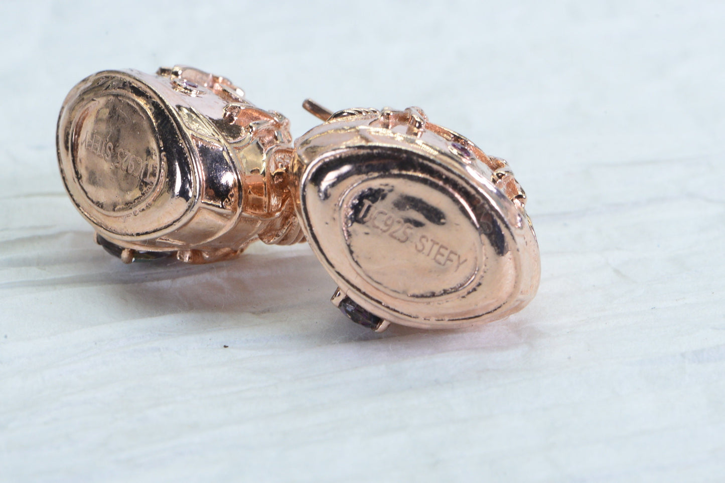 Vintage Rose Gold Basket Earrings: Mystic Topaz 925 Sterling Silver
