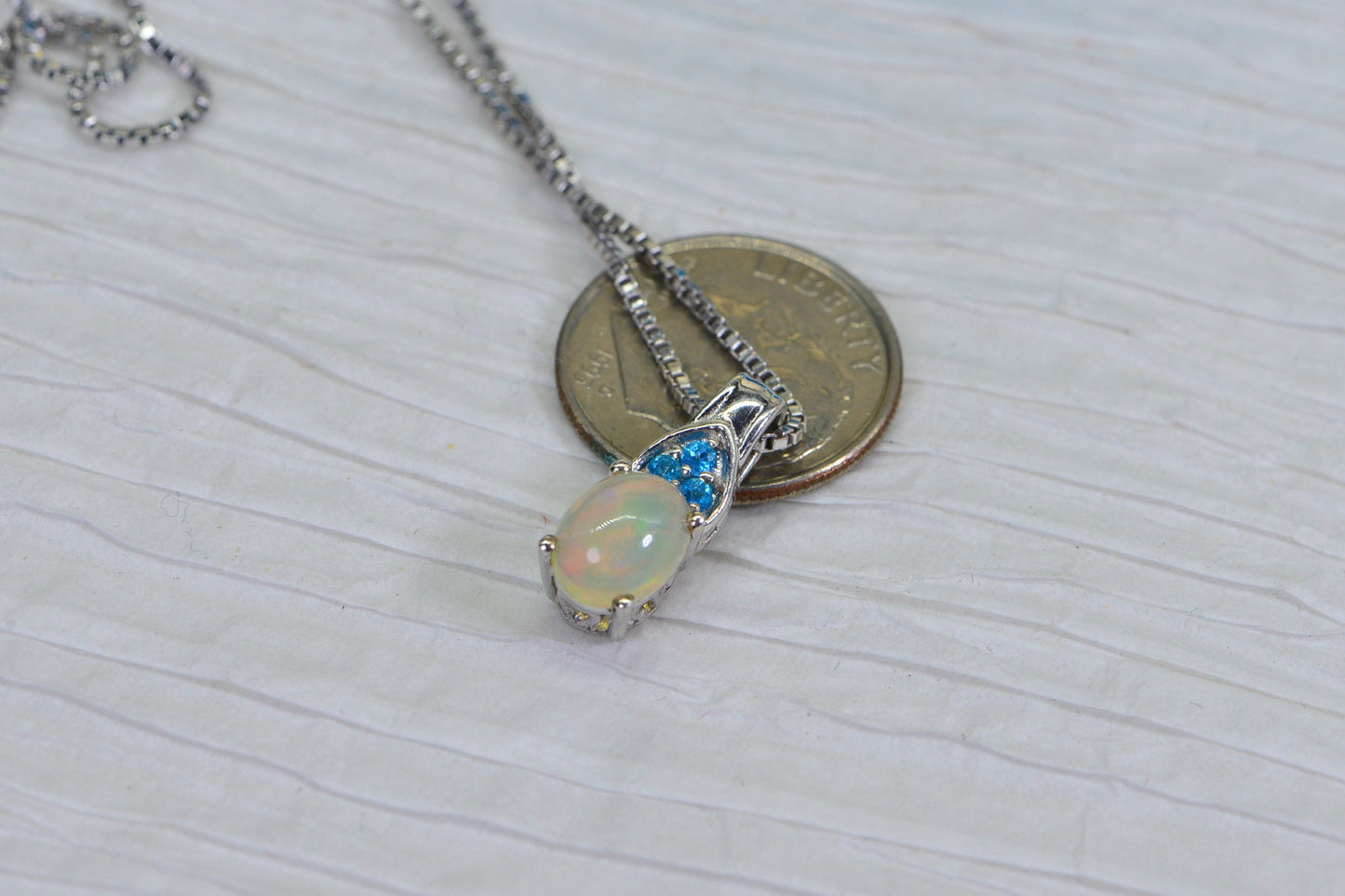 Ethiopian Welo Opal and Apatite Pendant Necklace, Sterling Silver