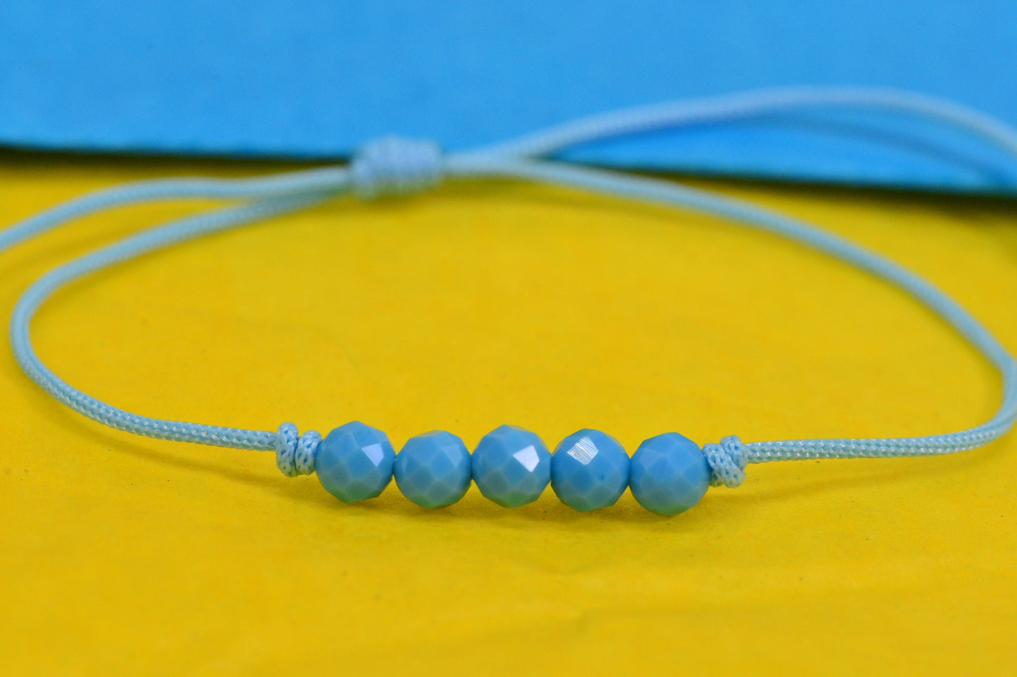 Blue Turquoise Beaded Macrame Bracelet: Adjustable Boho Anklet