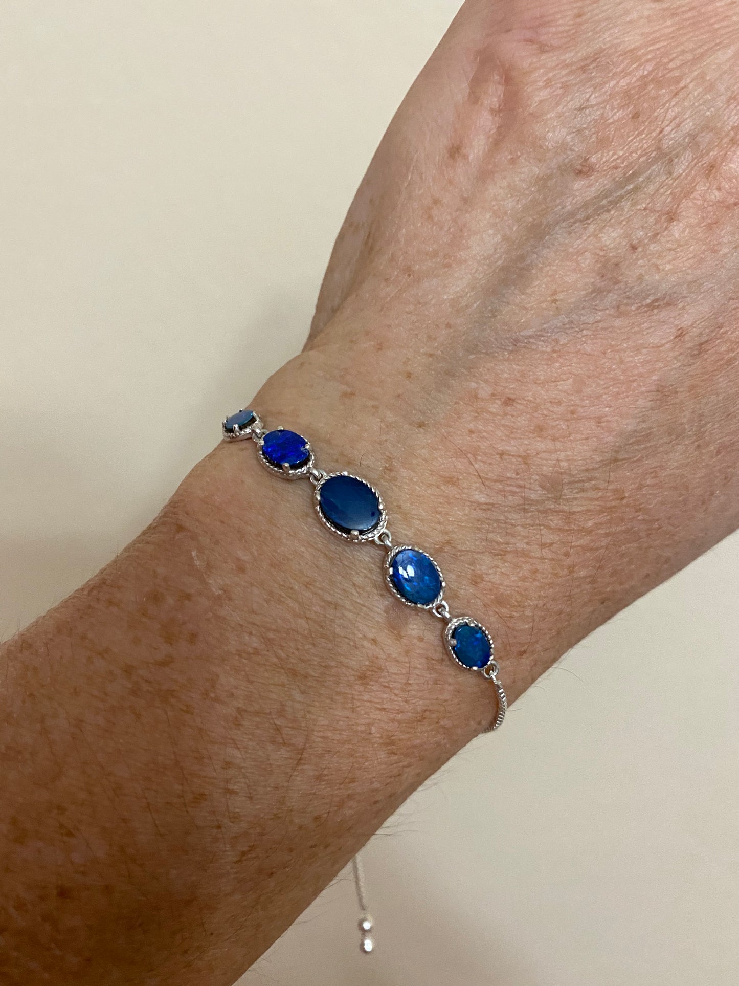 Australian Black Opal Bracelet, Blue Opal Doublet , Natural Opal Bracelet Bolo Adjustable Genuine Opal Bracelet Raw Crystal Opal Gemstone