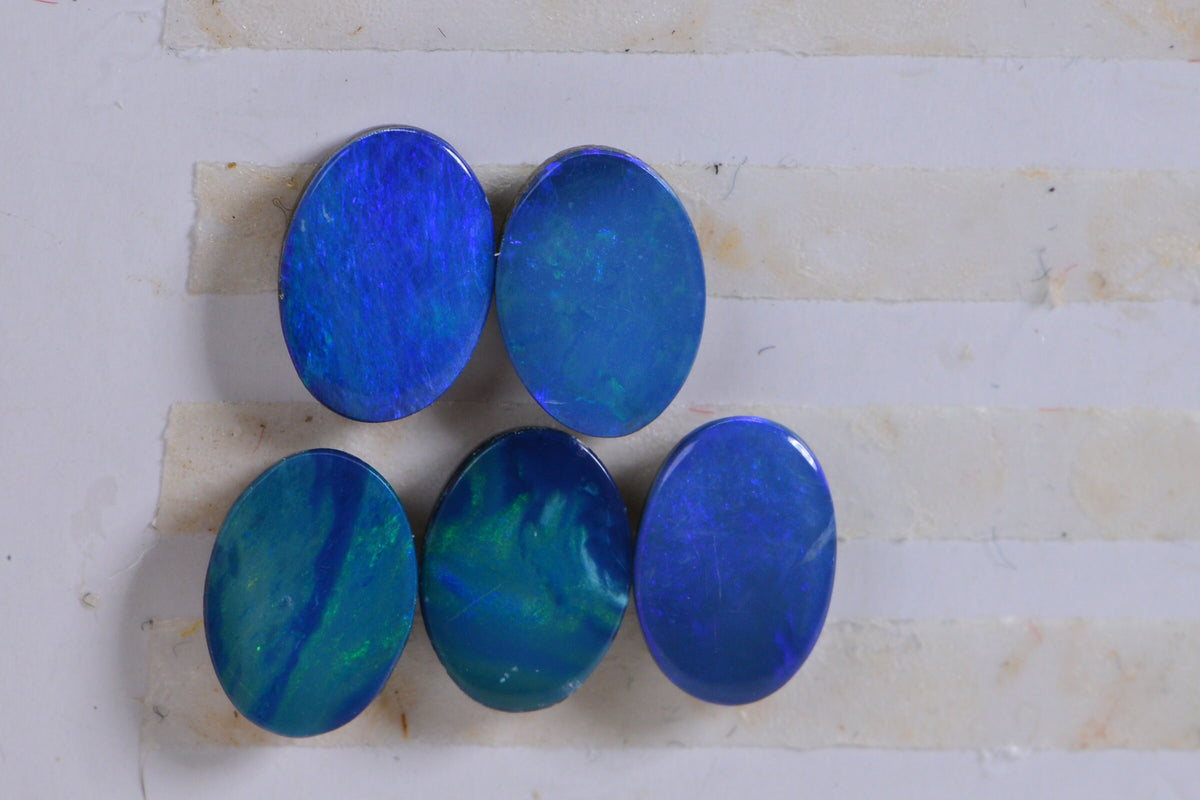 Australian Black Opal Natural Gemstone Cabochons Bright Blue Green Doublet Boulder Oval 7X5mm
