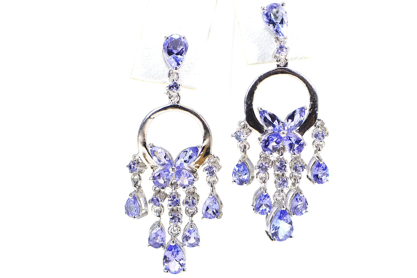 Tanzanite Dangle Earrings in Platinum Over Sterling Silver 5 ct