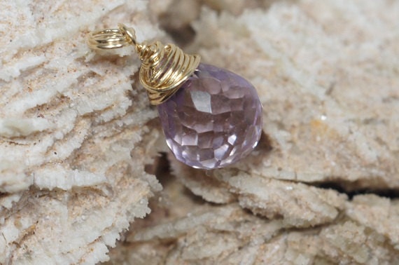 Light Purple Pink Sapphire Wire Wrapped 14K Gold
