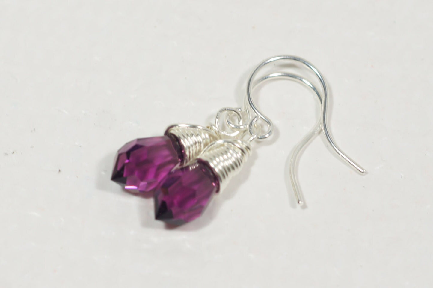Tiny Drop Earrings Swarovski Crystal Purple Earrings Mother's Gift