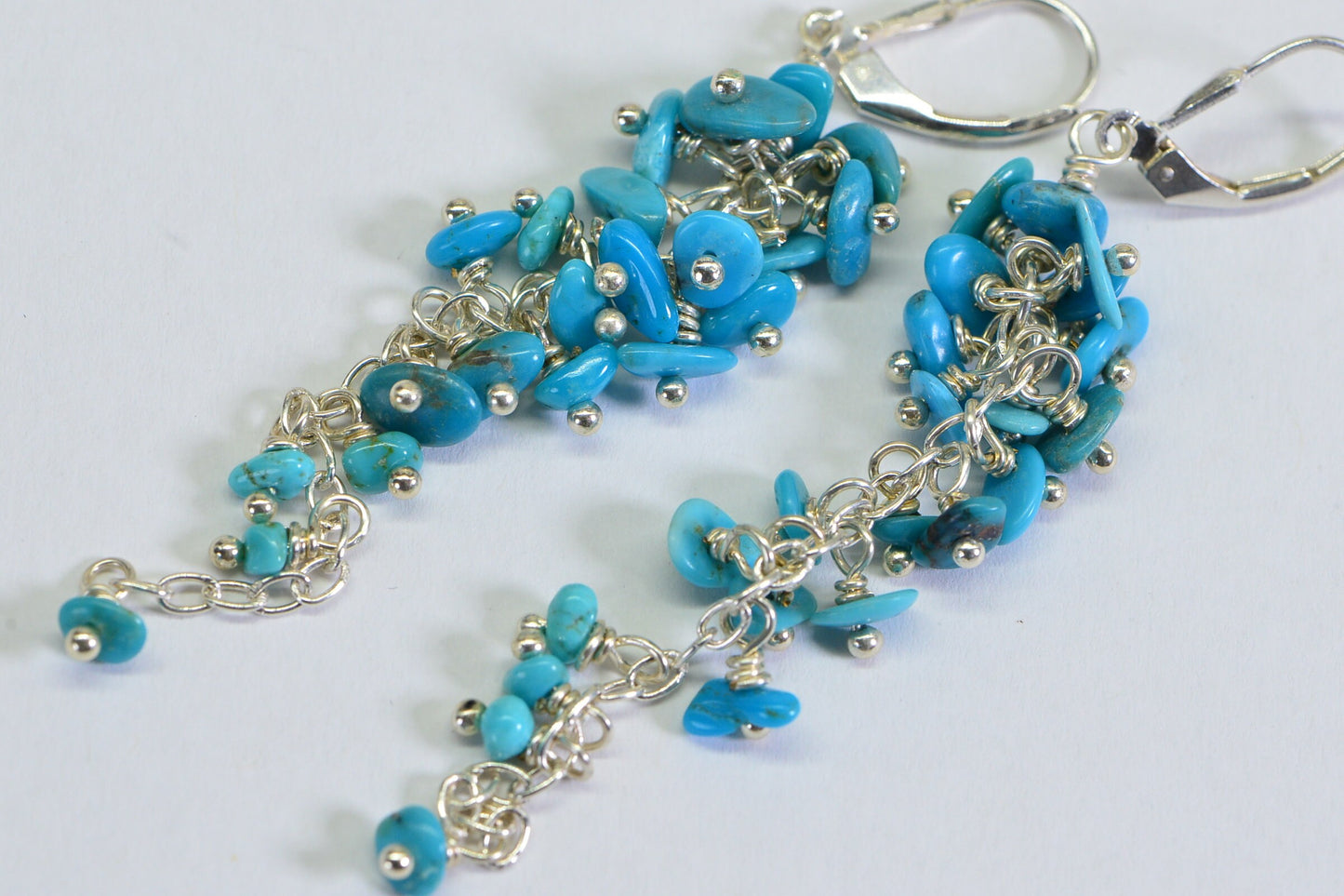 Sleeping Beauty Turquoise Sterling Silver Cascade Earrings