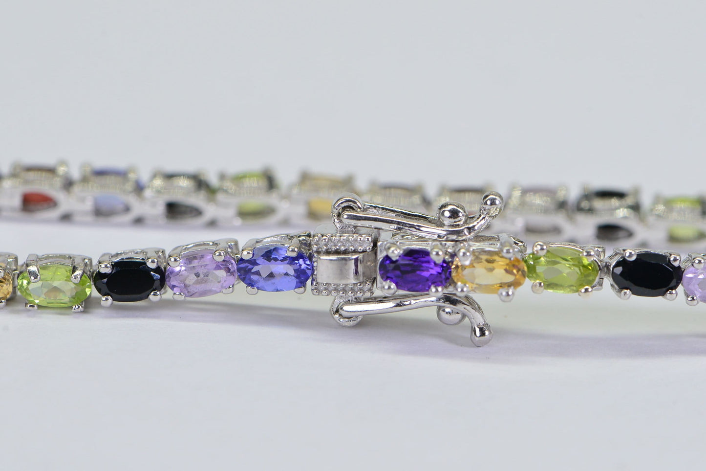 Rainbow Gemstone Tennis Bracelet: Sterling Silver Multi-Stone Bracelet
