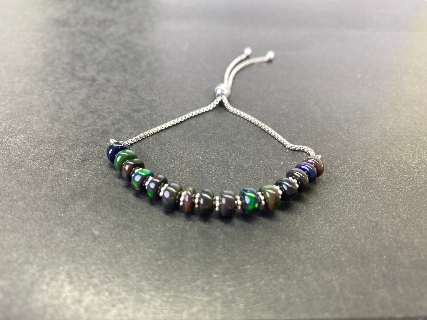 Ethiopian Black Opal Bracelet: Sterling Silver Bolo Beaded Jewelry