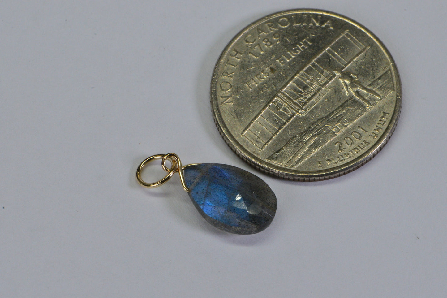 AAA Labradorite Charm, 14K Gold Filled Wire Wrapped Pendant