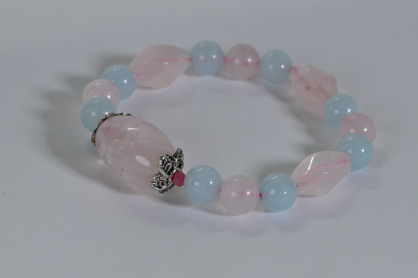 Rose Quartz & Mint Quartz Bracelet: Sterling Silver Crystal Healing
