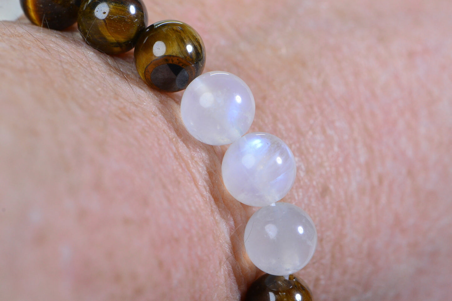 AAA Moonstone and Tiger Eyes Beads 8mm Protection Bracelet Healing Crystals