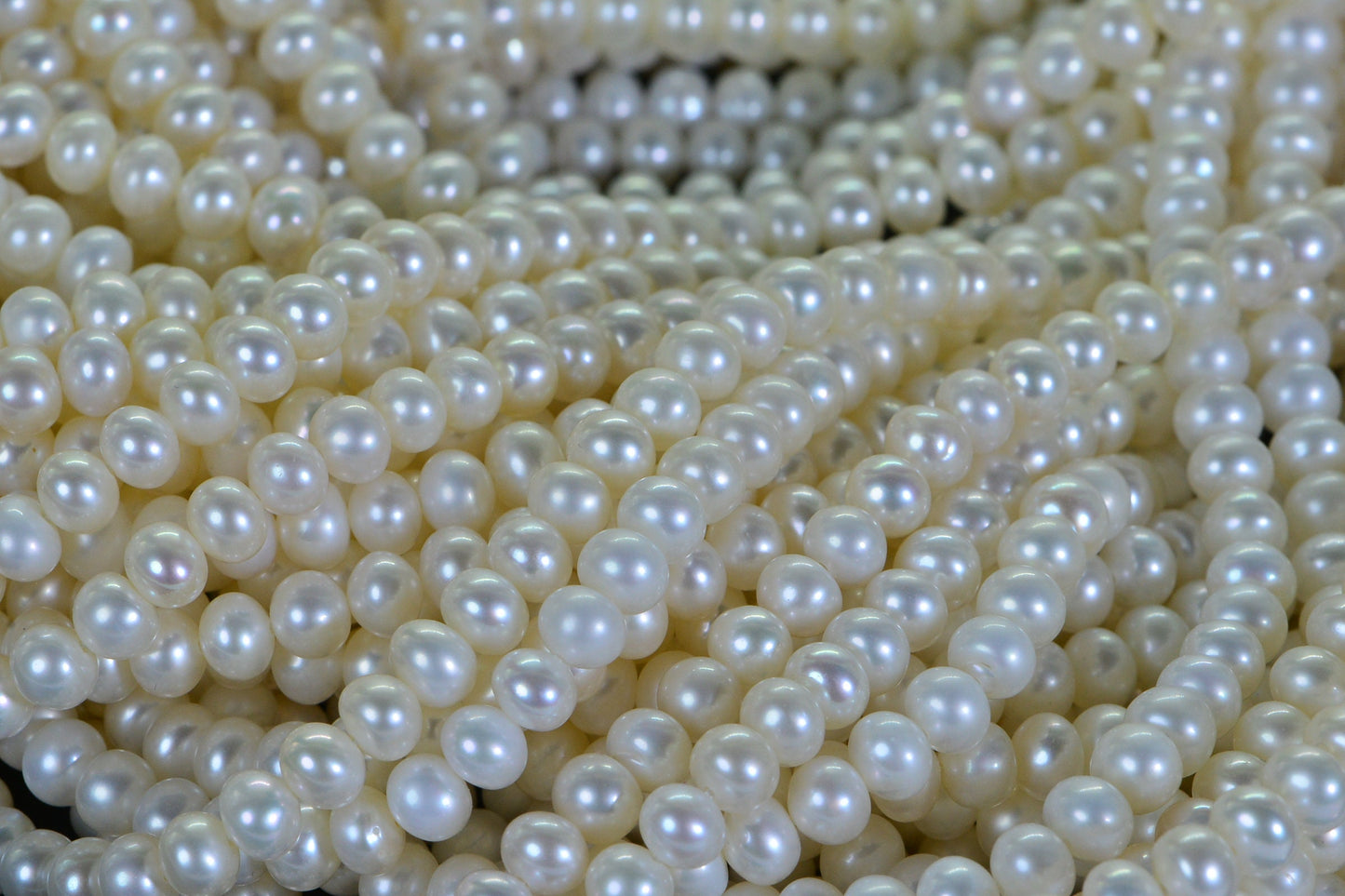 AAA White Freshwater Pearl Strand: 5.5mm Rondelle Beads
