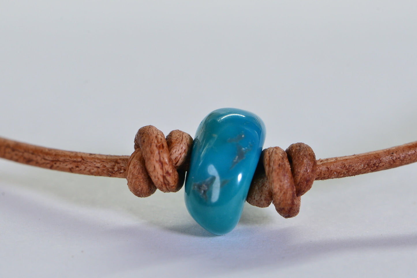 Sleeping Beauty Turquoise Necklace: Raw Stone, Leather Cord Choker