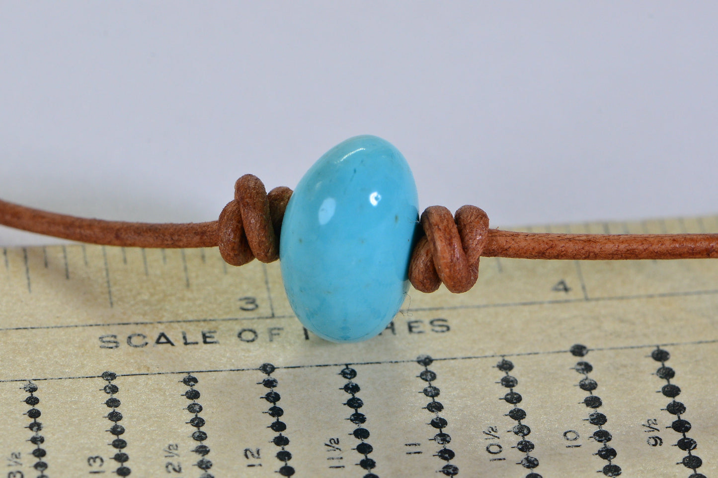 Handmade Arizona Turquoise Necklace: Sterling Silver Clasp, Leather Cord