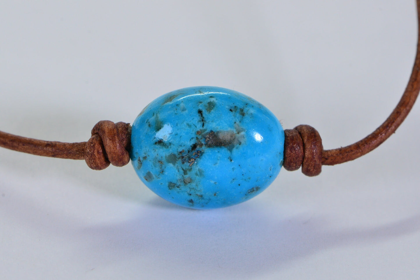 Arizona Turquoise Leather Necklace: Sterling Silver Clasp