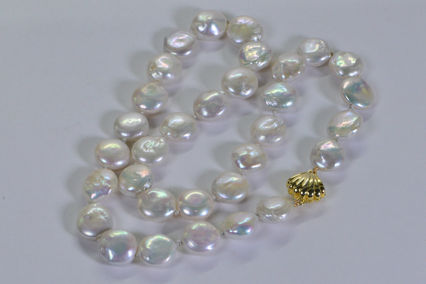 Freshwater Pearl Coin Necklace, AAA Quality Bridal Jewelry