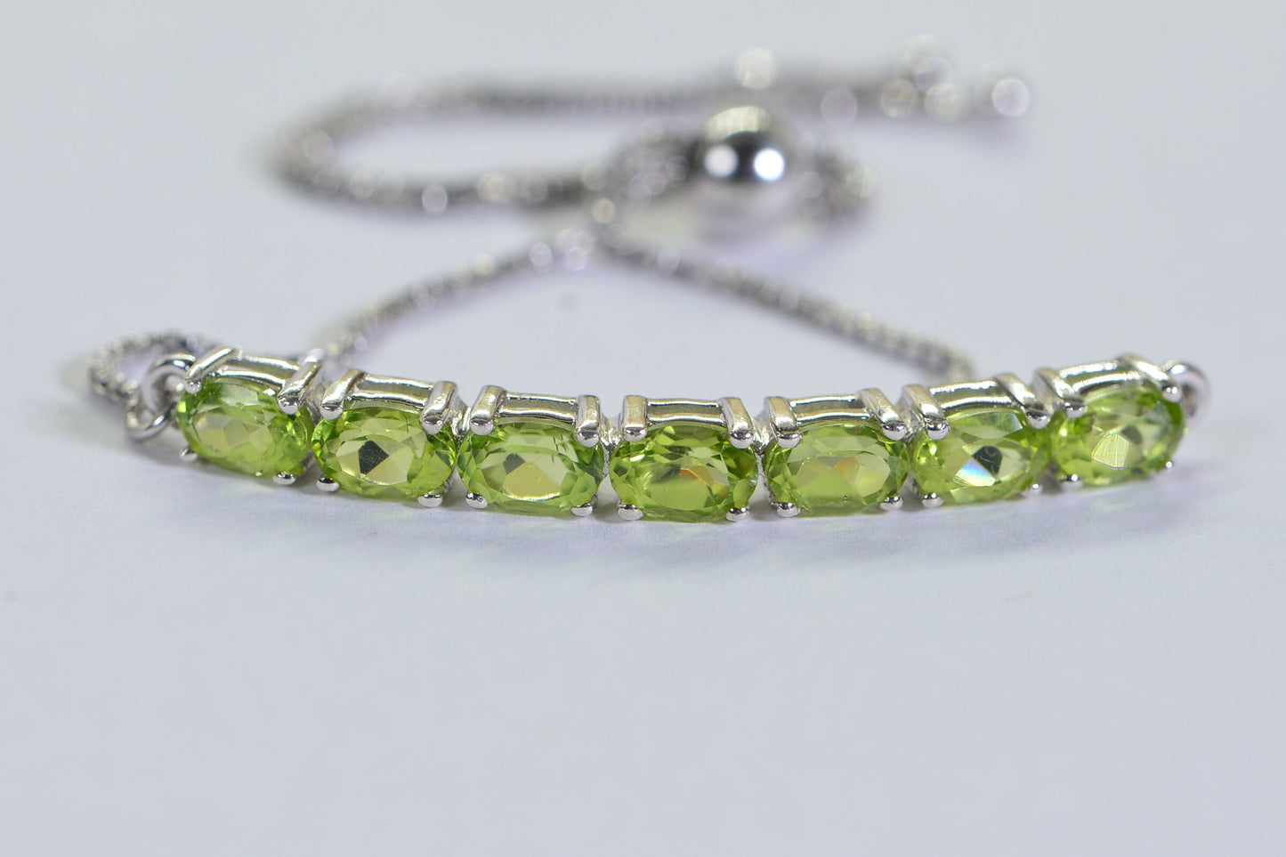 Peridot Bolo Bracelet: Natural Green Crystal Adjustable Bracelet, August Birthstone
