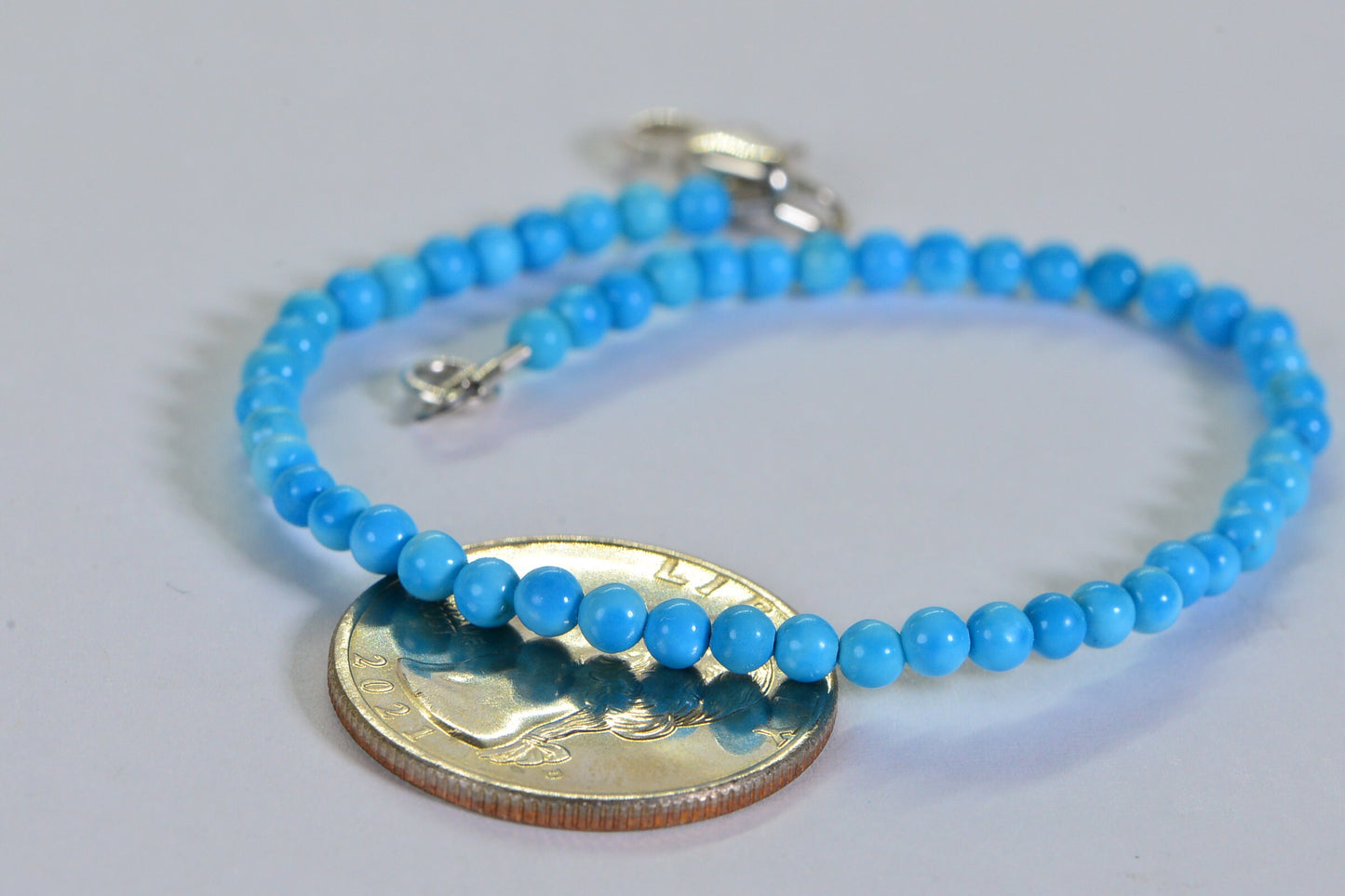 Sleeping Beauty Turquoise Bracelet: 3.5mm Sterling Silver Healing Bracelet
