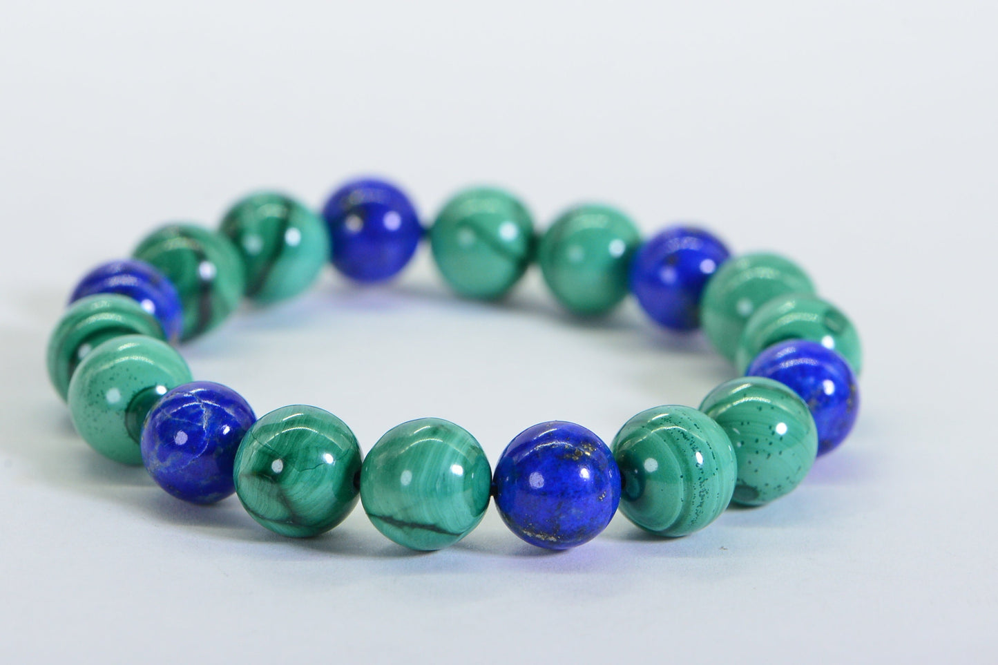 Malachite Lapis Lazuli Bracelet: Natural Gemstone Protection, Adjustable