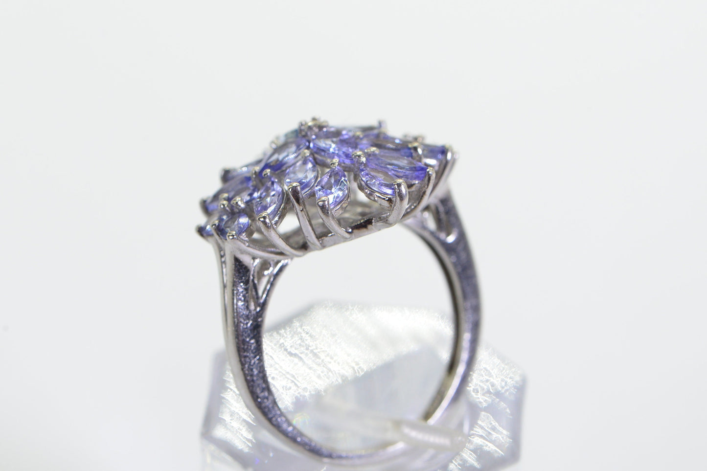 Cluster Flower Natural Tanzanite Ring Sterling Silver Marquise Cut Stone Women Ring Birthstone December